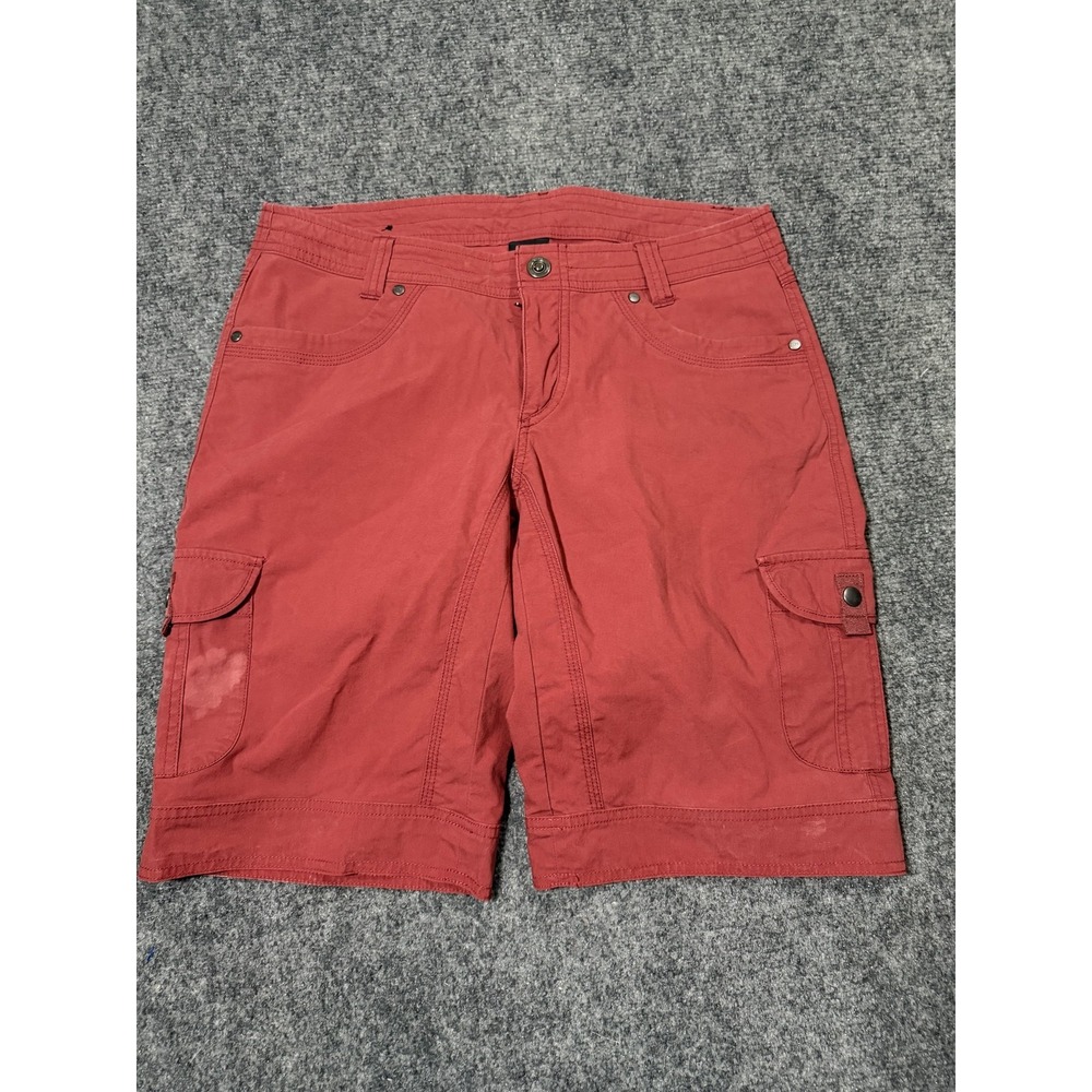 Kuhl Shorts Womens 8 Red Cargo Twill 9 Inseam Hiking Travel Outdoor Utility